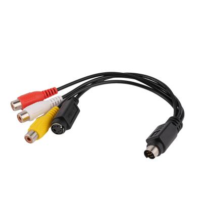 China Car Mini DIN 7 Pin to 3 RCA MALE to FEMALE Audio Video Cable for sale