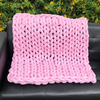 China Hot Sale Anti-Static High Quality Custom Cotton Weighted Thick Chunky Knit Throw Blanket Thick Fluffy Knit Heavy Gravity Weighted Blanket for sale