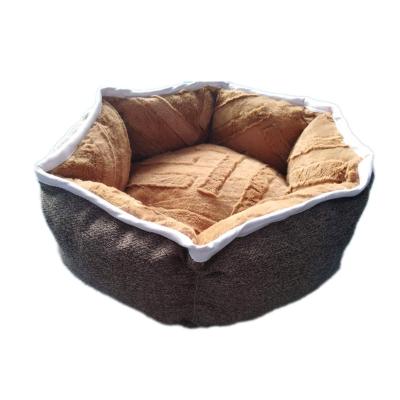 China Comfortable Round Luxury Velvet Dog and Cat Pet Bed Soft Logo Dog Kennel Pet Beds Custom Viable Running Sleep Small Pet Beds for sale