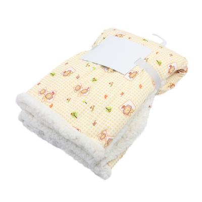 China Anti-pilling flannel baby plush blanket with white sherpa for sale