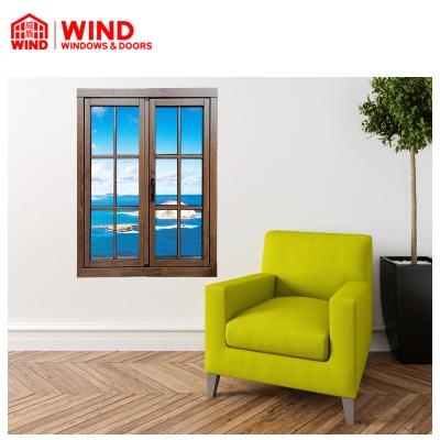 China High quality and low price exterior aluminum wooden french windows casement windows WIND anti-theft style manufacturer in China for sale