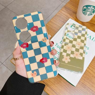 China Fashion Lattice Flower Silicone Shockproof Phone Case For Huawei p50 Pocket Fold Mobile Phone Cover for sale