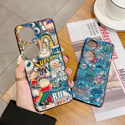 China Shockproof Blue Stripe Cartoon Silicone Phone Case For Huawei p50 Pocket Fold Back Phone Cover for sale