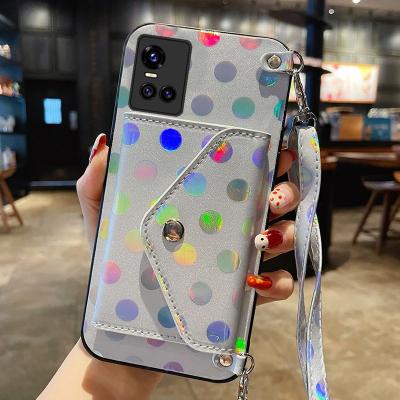 China Shockproof Multifunctional Card Dot Wave Shoulder Strap Phone Case Leather Cross Cover For Xiaomi redmi note 11 10 pro for sale