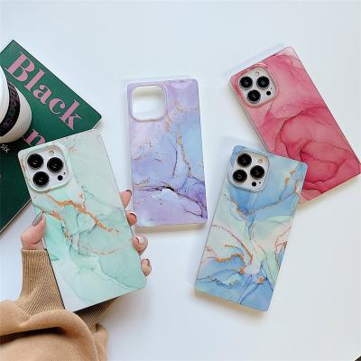 China Hot Sale Square Marble Shockproof TPU Soft Phone Case For iPhone 13 12 Pro Luster 11 Max Shockproof Cover Shell for sale