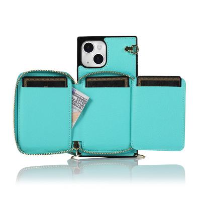 China Wallet Shockproof Card PU Leather Case For iPhone 13 Mini Crossbody Cell Phone Case Cover for sale