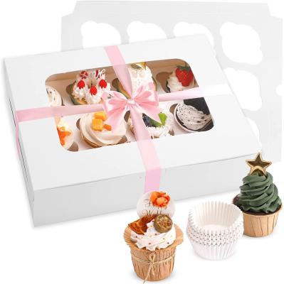 China Wholesale Recycled White Materials Factory Cupcake Carrier Bakery Boxes With Windows for sale