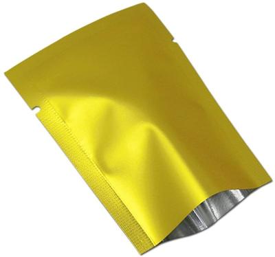 China Metallic Foil Mylar Food Foil Sealable Open Top Bags Vacuum Heat Seal Pouch For Food Storage Packaging With Tear Notches for sale