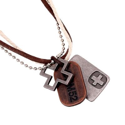 China Fashion Simple Cross Style New Restore Ancient Ways Adorn Item Chains Tide Mens Leather Necklaces for sale