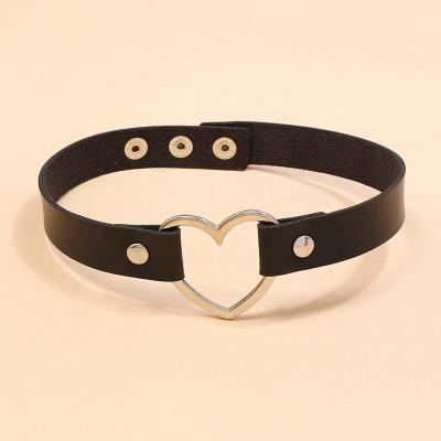 China Hiphop punk street pulled leather sexy necklaces fashion women's exaggerated appeal alloy heart SM simple neck belts large for sale