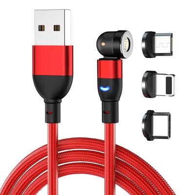 China Type C Computer USB Charger Cell Phone Mobile Phone Cable Rotate Magnetic 540 Degree Magnetic 3 in 1 Data Cable for sale