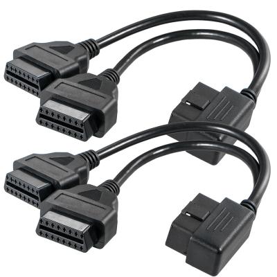 China OBD-II Compliant Vehicles and Equipment OBD2 OBD II Splitter Extension Y Cable 16 Pin Cable Male to Dual Female Cord Adapter for sale