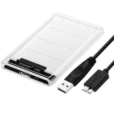 China Transparent 2.5 Inch Sata SSD To USB 3.0 Case Adapter 5Gbps Hard Disk Drive Enclosure Box Support 2TB HDD Disk for sale