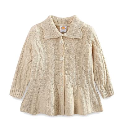 China Spring Baby Spring Autumn Kids Knitted Sweater Waterproof Girls Cardigan Sweater Ruffle Button Outerwear Baby Jacket for sale