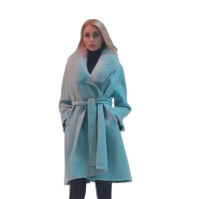 China Real Yolife 2020 New Fashion Winter Waterproof Fox Fur Collar Women's Wool Coat Cashmere Woolen Coat for sale