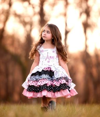 China 2015 fashion boutique clothing girl dress lovely birthday girls ruffle dress kids washable dress for sale