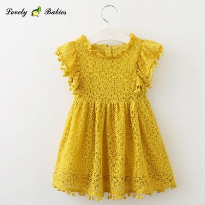 China 2019 Fall Princess Dress Casual Breathable Sleeve Flying Dress Clothes Kids Girls Yellow Dress for sale