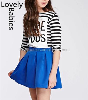 China 2016 Korean Girls Short Skirts Breathable Flared Royal Blue Midi Pleated Skirt for sale