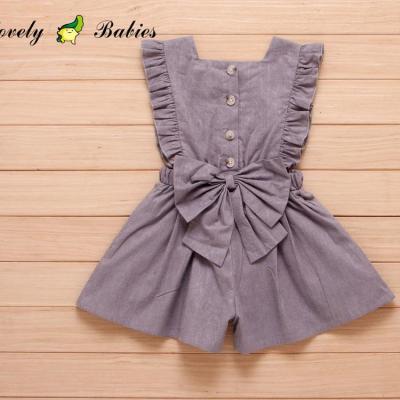 China New Styles Breathable Cotton Appliques Gray Flower Baby Suit For Casual Dress for sale