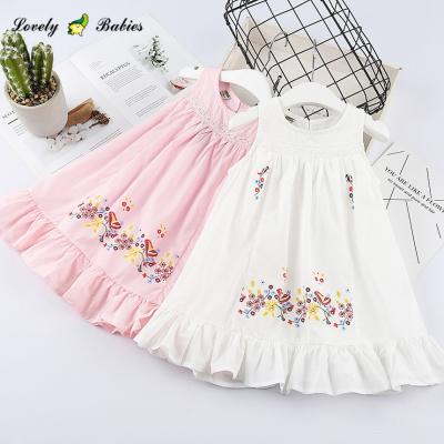 China 2019 Hot Sale Big White Color Rose Flower Embroidery Girl Anti-static Kids Clothing Dresses For Wedding Party Dresses for sale