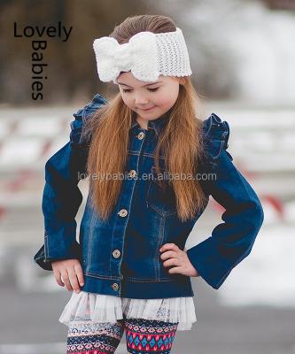 China 2016 80% cotton/20% cotton polyester toddler girl clothes boutique girls bule jeans jacket for sale