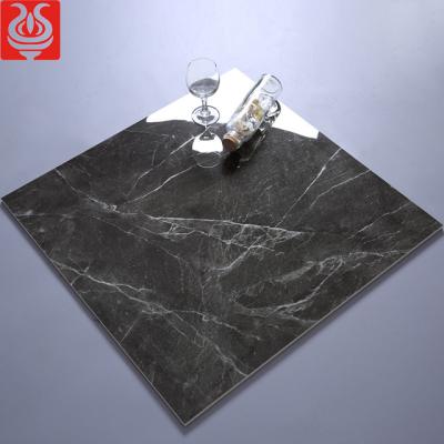 China Cheap Metallic Black Flooring Tiles 600x600 TP6775 Full Glazed Polished Glazed Porcelain Tiles for sale