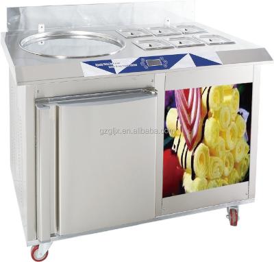 China Commercial Catering Commercial Fried Ice Cream Machine For Sale Single-pot CF-01-6 6-barrel Fried Ice Machine With Refrigerator for sale