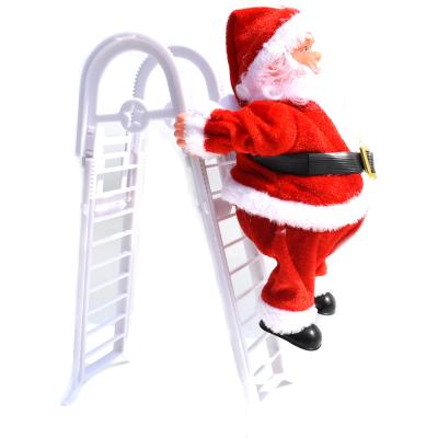 China 2022 Chirstmas Decor Gift Ladder Santa Claus Christmas Ornament Home Electric Climbing Hanging Christmas Tree Decor With Music for sale