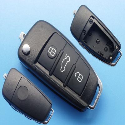 China High Quality Universal Car Flip Remote Key Shell For A-udi ABS+Metal Style B-series 3 Buttons Bladeless for sale