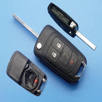 China ABS+Metal China Factory 3 Button Flip Remote Key Shell For Chevrolet Cruze With HU100 Blade Logo Optional for sale