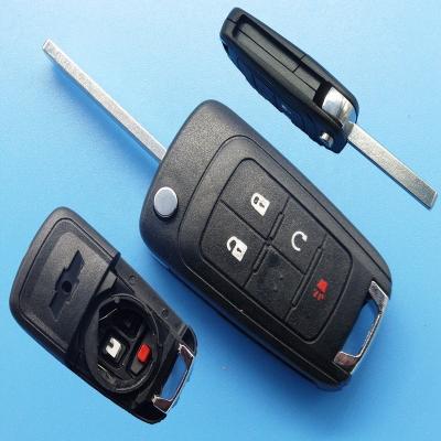 China ABS + Metal 4 Buttons Flip Key Fob Case Shell For Chevrolet Chevy Equinox Sonic GMC Terrain With Original HU100 Blade Logo for sale