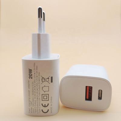 China 20W AU EU USA R-U Mobile Phone Fast Battery Mobile Phone Charging Wall Travel C USB Dual Access Type C USB Power Adapter Home Charger for sale