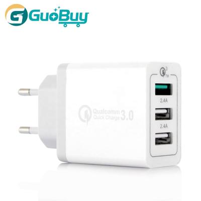 China Mobile Phone Tablet MP3 GPS QC 3.0 With 3 Port Fast Charger Adapter For Phone UK EU US Plug USB Wall Charger for sale