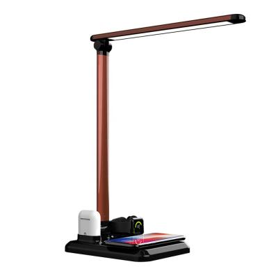 China Mobile Phone 4in1 LED Desk Lamp Qi Charging Station Table Lamp Fast Desktop Wireless Charger Dock For Smart Watch Phone for sale