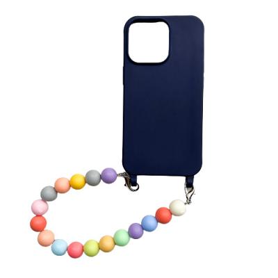 China Handsfree Friendly Phone Case With Adorable Shockproof Colorful Beads Wristband Phone Case For Iphone 11 12 13 - 15 for sale