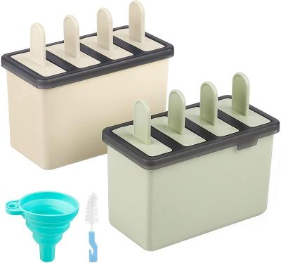 China Viable Popsicle Molds Sets 4 Reusable Popsicles Tray Ice Cream Tools Safe Durable DIY Ice Cream Mold Dishwasher Popsicle Makers for sale