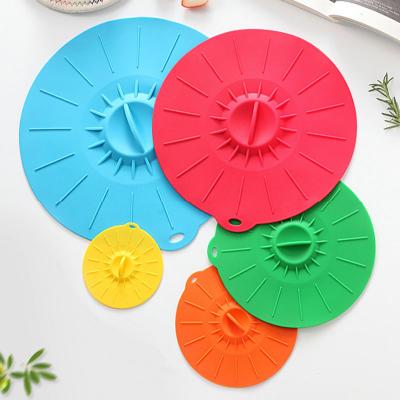 China Sustainable set of 5 food covers - fits various sizes of cups, bowls, pans, or containers silicone suction lids for sale