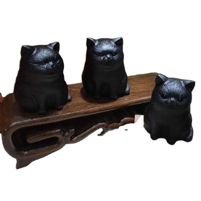 China Wholesale Decoration Obsidian Carved Cat Ornaments, Household Ornaments and Gifts for sale