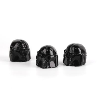 China Wholesale Natural Decoration Obsidian Mandalorian Commando Ornaments, Household Ornaments, Gifts for sale