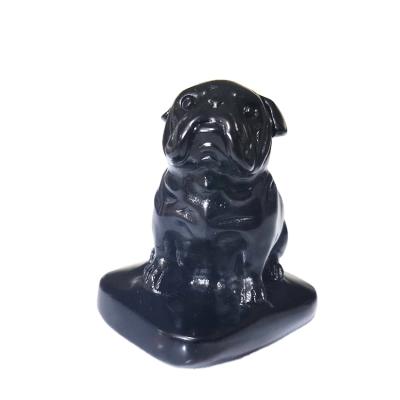 China pei crystal shar dog decoration personality obsidian primitive stone carving, creative ornaments for sale