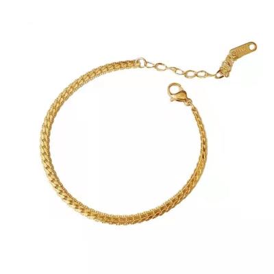 China TRENDY Snake Chain Stacking Bracelet For Women Gold Plated Stainless Steel Snake Bone Chain Square Thin Chain Bracelet for sale