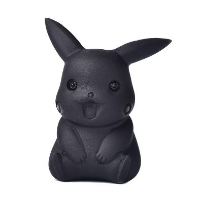 China Decoration natural obsidian carving cartoon Pikachu ornaments, wholesale car ornaments for sale