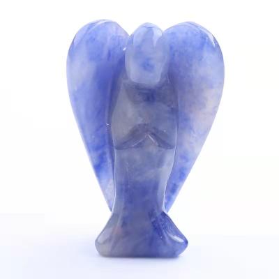 China Decoration natural crystal angel carving ornaments, jade quartz semi-precious stone crafts, household ornaments for sale