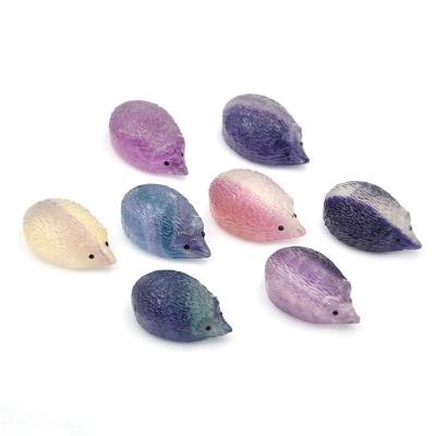 China Wholesale Fine Decoration Factory Stain Hedgehog Ornaments, Colorful Fluorite Craft Decoupage for sale