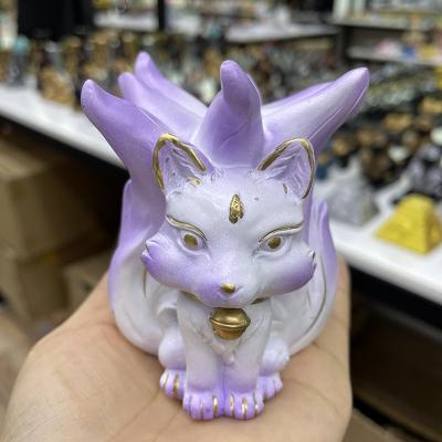 China Decoration Nine-tailed fox crystal base, resin ball base ornaments, desktop crafts wholesale for sale