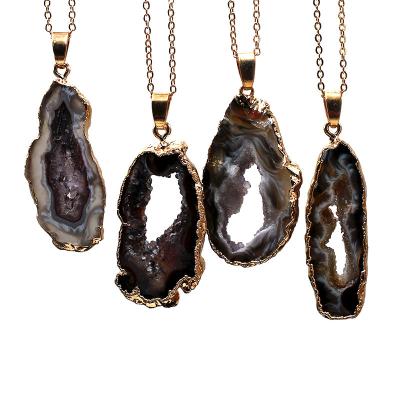 China Decoration Natural Crystal Agate Cave Agate Pendant Pieces, Jewelry Electroplating Pendant Wholesale for sale