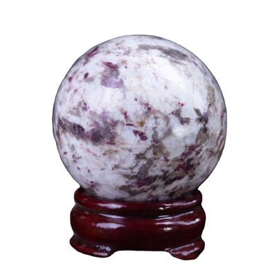 China Wholesale Natural Pink Tourmaline Sphere Crystal Tourmaline Crystal Ball Feng Shui Red Palm Decoration for sale