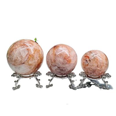 China Wholesale Natural Decoration Manufacturers Crystal Ball Red Glue Flower Ornaments, Crystal Stone Grinding for sale