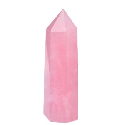 China Wholesale High Quality Natural Hexagon Rose Crystal Point Decoration for sale