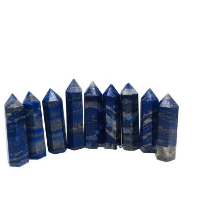 China Decoration wholesale natural high quality hand carved lapis lazuli to head crystal magic wands for fengshui decoration for sale